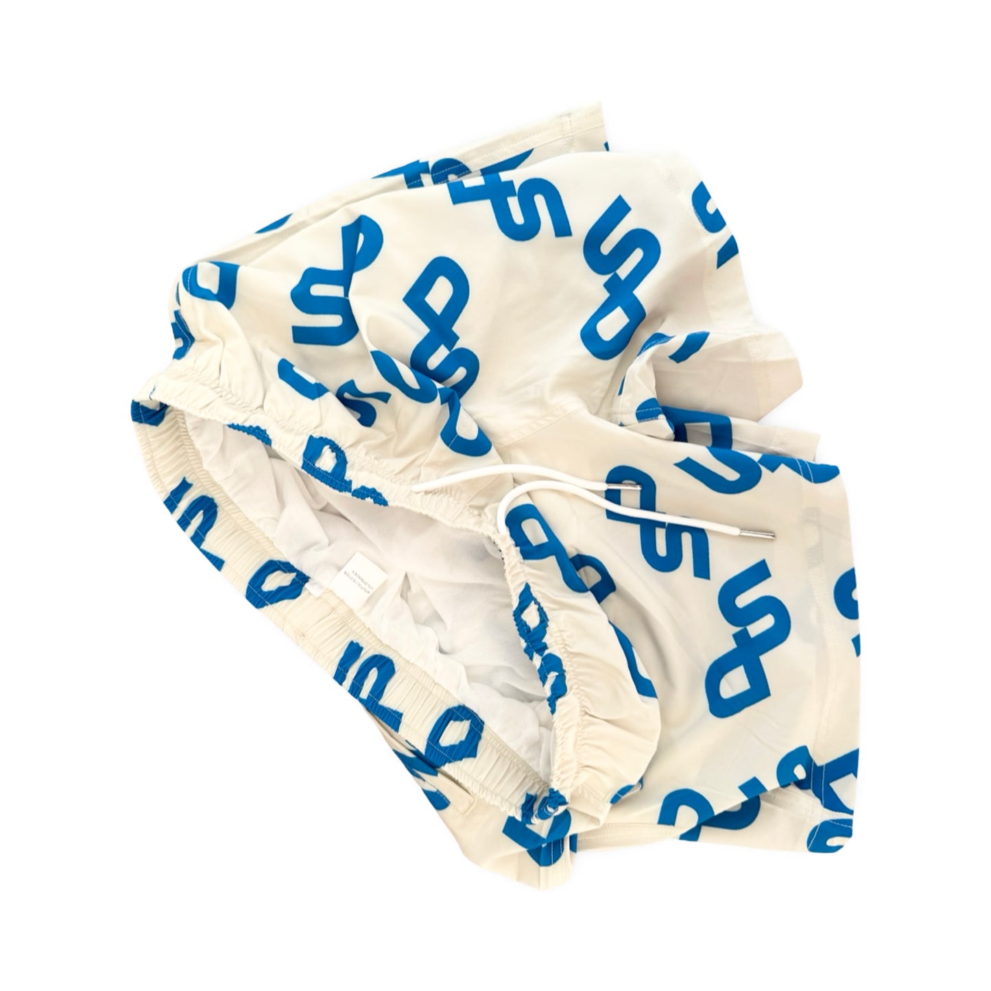 CREAM-BLUE SWIM SHORTS