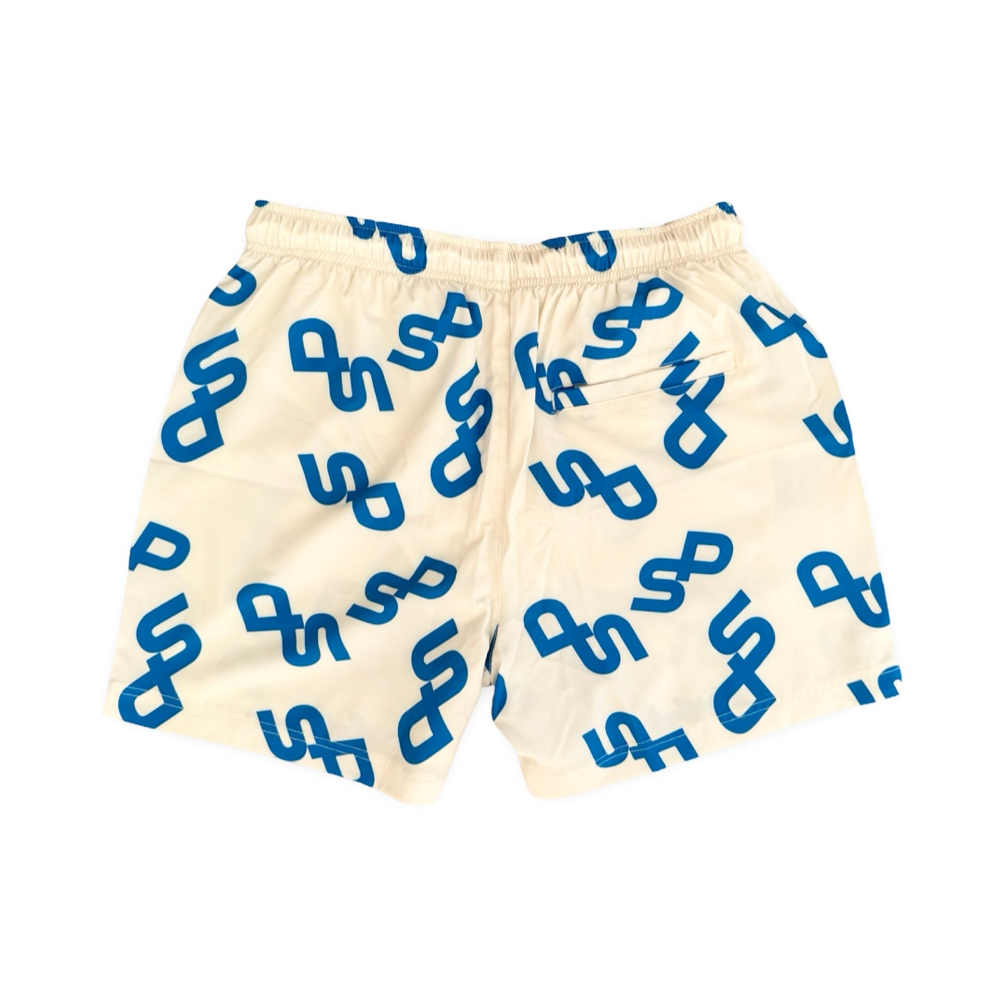 CREAM-BLUE SWIM SHORTS