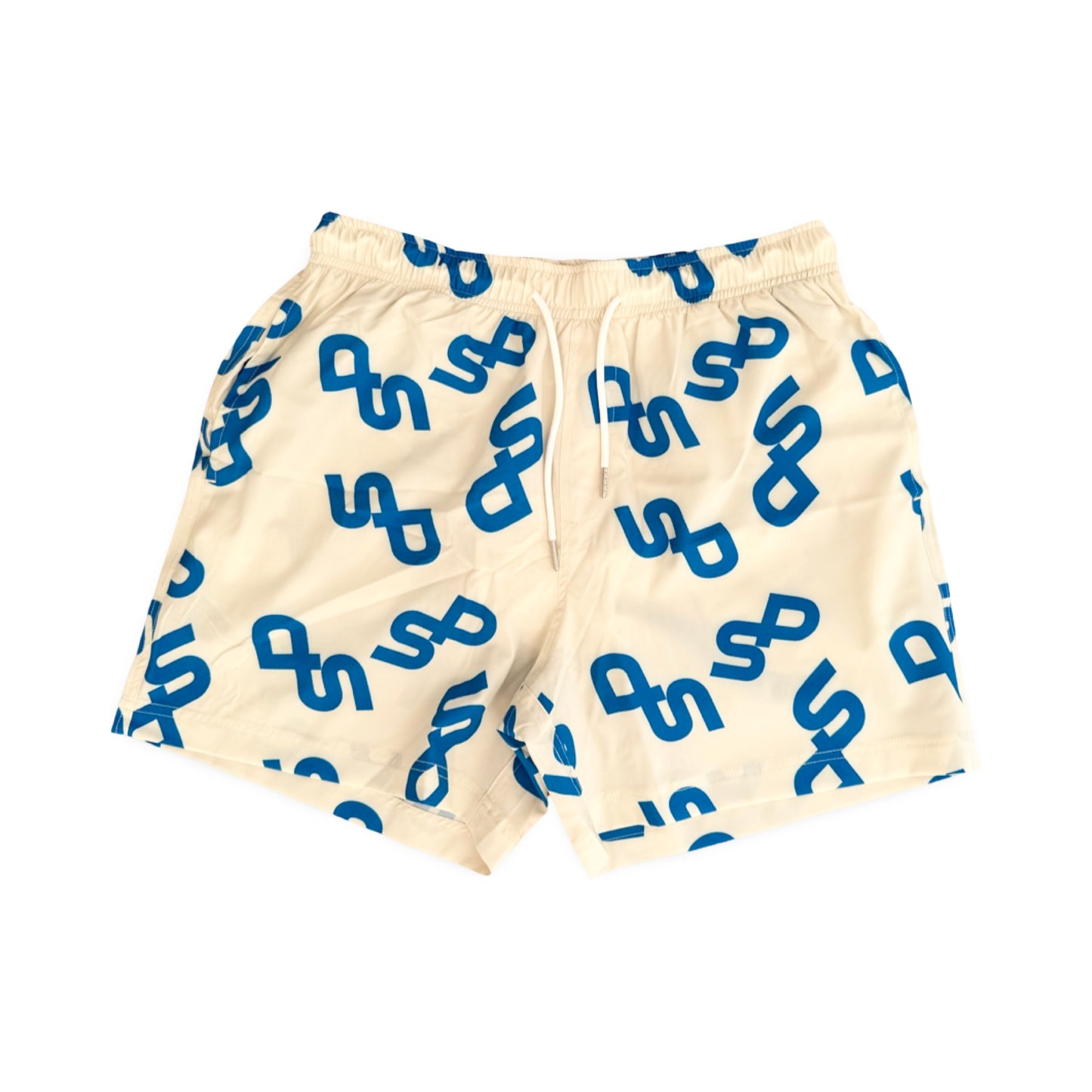 CREAM-BLUE SWIM SHORTS